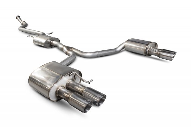 Resonated cat-back system for Audi A5 B8 2.0 TFSI 2012 - 2016 Daytona (quad) tail pipe polished