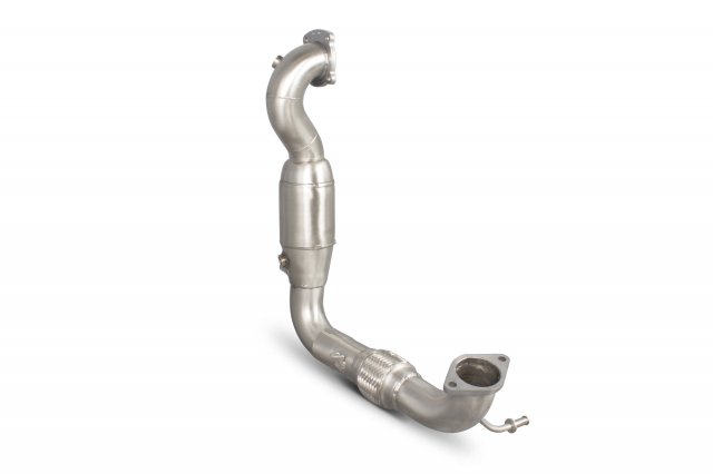 Downpipe with high flow sports catalyst for Ford Fiesta Ecoboost 1.0T 100,125 & 140 PS 2013 - 2017 tail pipe polished