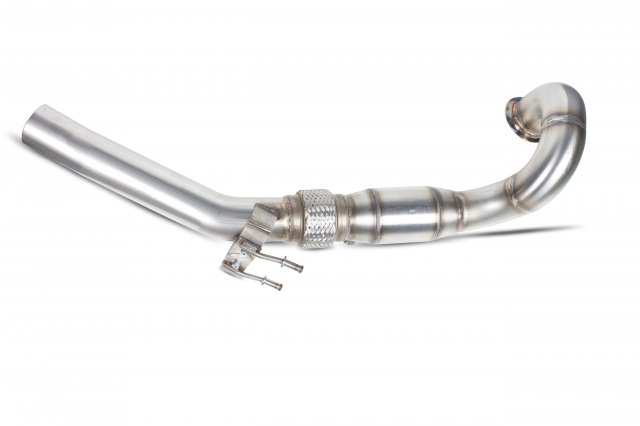 Downpipe with high flow sports catalyst for Skoda Octavia vRS 2.0 TFSi 2013 - 2018 tail pipe polished