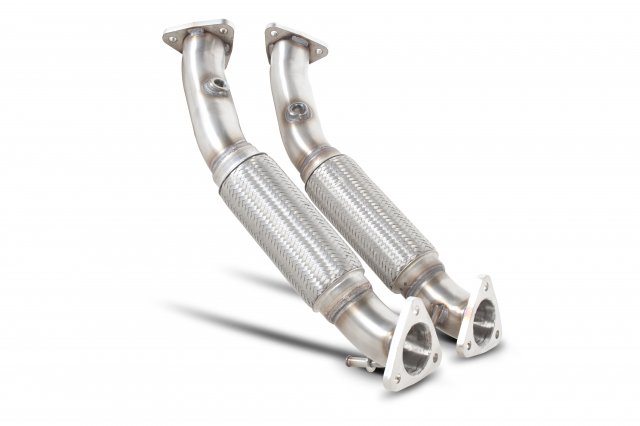 Twin de-cat section for Volkswagen Golf MK5 R32 2005 - 2008 tail pipe polished