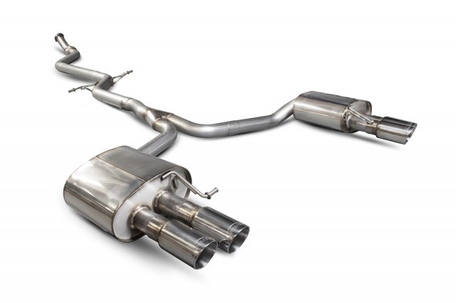 Non-resonated cat-back system for Audi A5 B8 2.0 TFSI 2012 - 2016 Daytona (quad) tail pipe polished