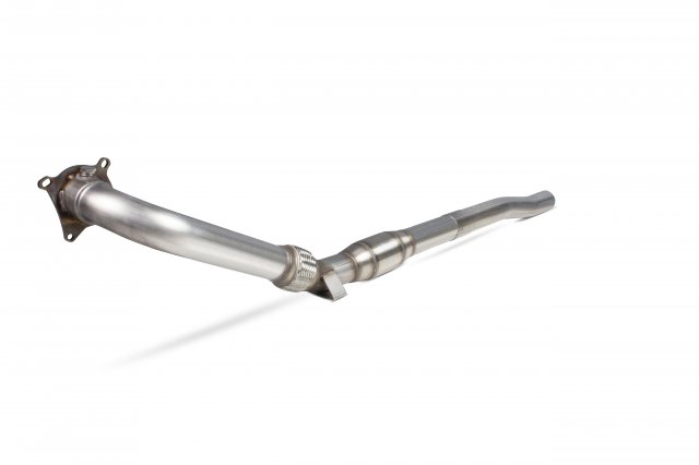 Downpipe with high flow sports catalyst for Audi TT Mk2 2.0 TFSi 2006 - 2014 tail pipe polished